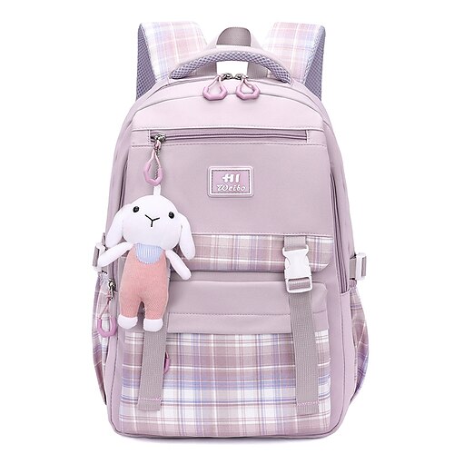 

Women's Unisex School Bag Commuter Backpack Functional Backpack Oxford Cloth Nylon Solid Color Large Capacity Waterproof Zipper School Daily Black Blue Purple Pink