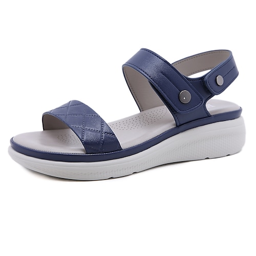 

Women's Sandals Dad Sandals Wedge Heel Round Toe Open Toe Elegant Casual Daily Office Walking Shoes PU Leather Magic Tape Spring Summer Solid Colored Gray Rosy Pink Blue