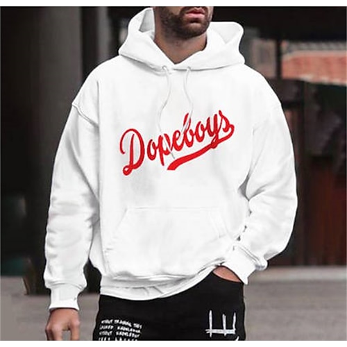 

Men's Hoodie Pullover Hoodie Sweatshirt Graphic Patterned Letter Pocket Print Daily Holiday Going out Hot Stamping Casual Streetwear Hoodies Sweatshirts Light Khaki. White Black