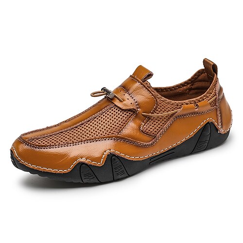 

Homens Mocassins e Slip-Ons Mocassim Casual Ao ar livre Diário Caminhada Pele Preto Marron Branco Primavera Verão