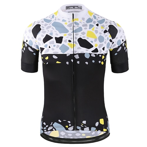 

21Grams Men's Cycling Jersey Short Sleeve Bike Top with 3 Rear Pockets Mountain Bike MTB Road Bike Cycling Breathable Quick Dry Moisture Wicking Reflective Strips Black Graphic Polyester Spandex