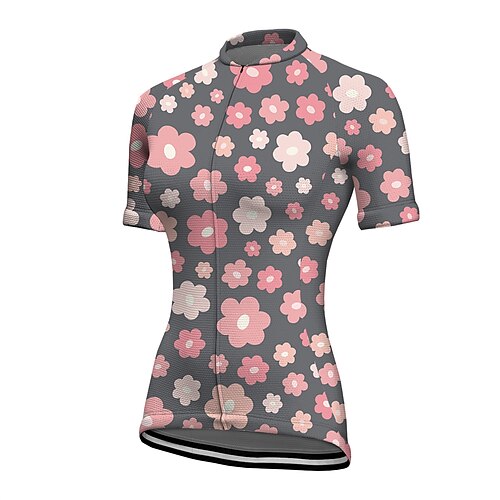 

21Grams Women's Cycling Jersey Short Sleeve Bike Jersey Top with 3 Rear Pockets Mountain Bike MTB Road Bike Cycling Breathable Quick Dry Moisture Wicking Reflective Strips Rosy Pink Floral Botanical