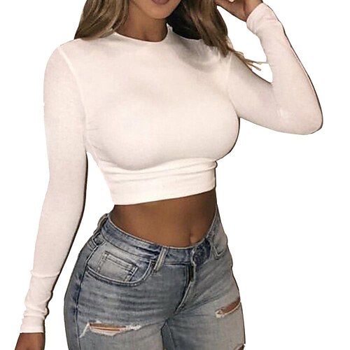 

an n women's clothing spring fashion sexy solid color short tight-fitting long-sleeved t-shirt bottoming shirt women