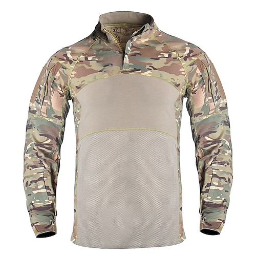 

Men's Combat Shirt Tactical Military Shirt Camo / Camouflage Long Sleeve Outdoor Summer Autumn Multi-Pockets Breathable Quick Dry Sweat wicking Top Cotton Camping / Hiking Hunting Military Training