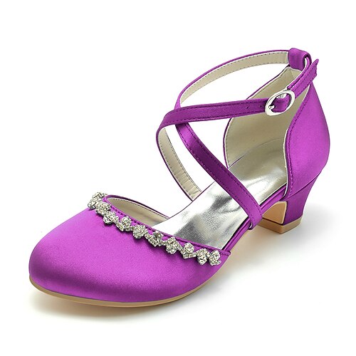 

Girls' Heels Heel Flower Girl Shoes Satin Princess Shoes Big Kids(7years ) Little Kids(4-7ys) Toddler(2-4ys) Wedding Party Evening Crystals / Rhinestones Wine White Blue Spring Summer