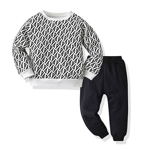 

Kids Boys Hoodie Pants Clothing Set 2 Pieces Long Sleeve Black Graphic Patterned School Casual Daily 2-6 Years