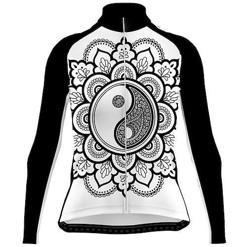 

21Grams Women's Cycling Jersey Long Sleeve Bike Jersey Top with 3 Rear Pockets Mountain Bike MTB Road Bike Cycling Breathable Quick Dry Moisture Wicking Black White Spandex Polyester Sports Clothing