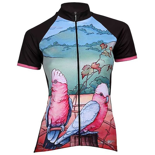 

21Grams Women's Cycling Jersey Short Sleeve Bike Top with 3 Rear Pockets Mountain Bike MTB Road Bike Cycling Breathable Quick Dry Moisture Wicking Reflective Strips Green Bird Polyester Spandex Sports
