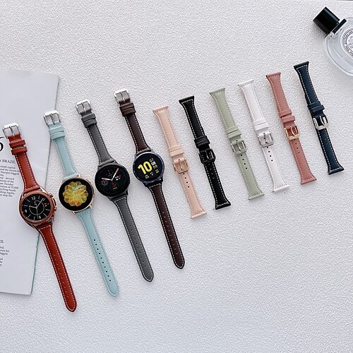 

1 pcs Smart Watch Band for Samsung Galaxy Gear S2 Classic Watch 42mm Watch 3 41mm Watch Active 2 40mm / 44mm, Watch Active 40mm Watch 3 45mm, Watch 46mm 20mm 22mm Genuine Leather Smartwatch Strap