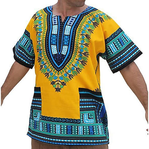 

Adults Men's African Print Dashiki Modern African Outfits For Party Polyester Masquerade Top