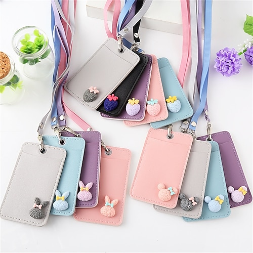 

Korean Cartoon Card Set Student Public Belt Lanyard Handover Access Control Card Set Work Permit Two Card Card Packag