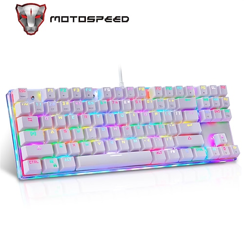 

Wired Mechanical Keyboard Computer Keyboard Ergonomic with Stand Holder Programmable RGB Backlit Keyboard with USB Powered 87 Keys