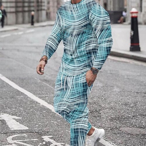 

Men's Tracksuit Hoodies Set Graphic Patterned Gradient 2 Piece Print Sports Outdoor Casual Sports 3D Print Sportswear Basic Essential Hoodies Sweatshirts White Black Blue