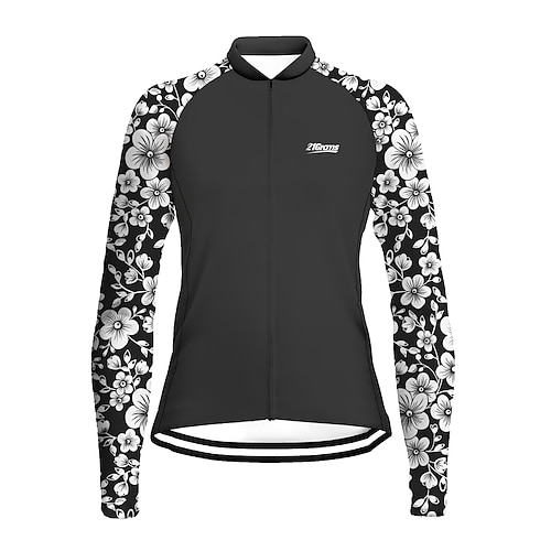 

21Grams Women's Cycling Jersey Long Sleeve Bike Top with 3 Rear Pockets Mountain Bike MTB Road Bike Cycling Breathable Quick Dry Moisture Wicking Black Floral Botanical Spandex Polyester Sports