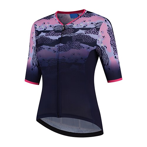 

21Grams Women's Cycling Jersey Short Sleeve Bike Jersey Top with 3 Rear Pockets Mountain Bike MTB Road Bike Cycling Breathable Quick Dry Moisture Wicking Dark Navy Leopard Spandex Polyester Sports