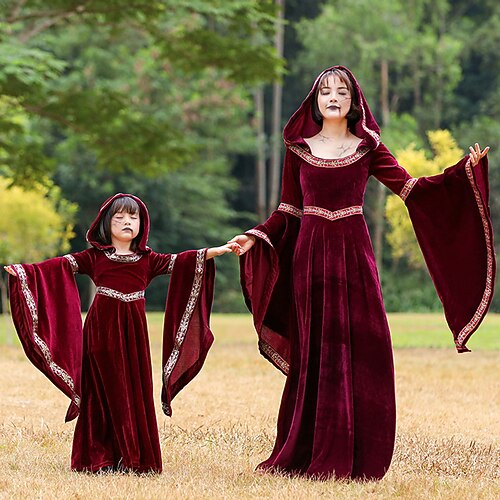 Middeleeuwse jurk voor dames, gothic, A-lijn, renaissance