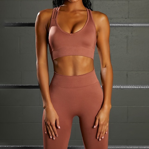 Women's Activewear Set Workout Sets 2 Piece Seamless Solid Color