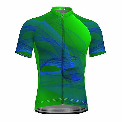 

21Grams Men's Cycling Jersey Short Sleeve Bike Top with 3 Rear Pockets Mountain Bike MTB Road Bike Cycling Breathable Quick Dry Moisture Wicking Reflective Strips Green Graphic Polyester Spandex