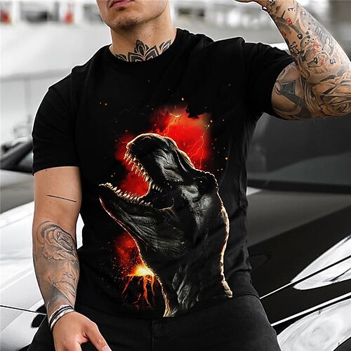 

Men's Unisex T shirt Tee Hot Stamping Graphic Prints Animal Crew Neck Street Daily Print Short Sleeve Tops Designer Casual Big and Tall Sports Black / Summer