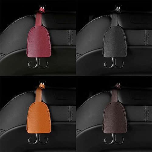 

Starfire 2 Pack Pu Leather Car Seat Headrest Hooks Hanging Storage Hook 15Kg Load-Bearing Organizer Hidden Hook Universal Interior Accessories