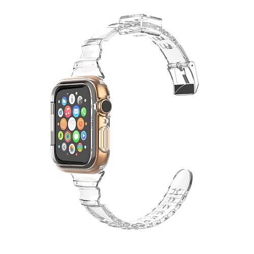 

1PC Smart Watch Band Compatible with Apple iWatch Series 8 7 6 5 4 3 2 1 SE SmartWatch Band with Case for iWatch Smartwatch Strap Wristband TPU Adjustable Transparent Elastic