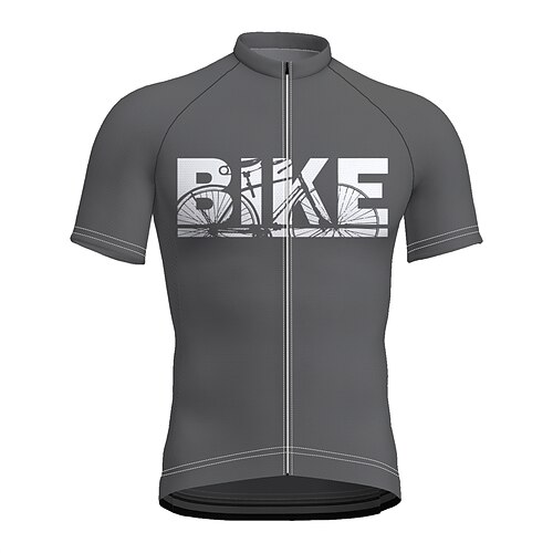 

21Grams Men's Cycling Jersey Short Sleeve Bike Top with 3 Rear Pockets Mountain Bike MTB Road Bike Cycling Breathable Quick Dry Moisture Wicking Reflective Strips Grey Polyester Spandex Sports