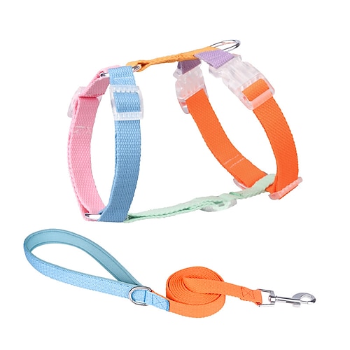 

2 Pcs The New Macaron Contrast Color Pet Chest Strap I-shaped Anti-break Free Cat Leash Out Of The Dog Garbage Bag