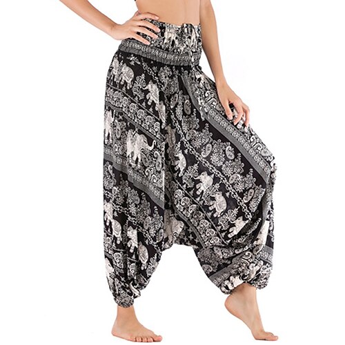 

Women's Joggers Pants Trousers Harem Pants Red Black High Waist Boho Hip-Hop Hippie Casual Weekend High Cut Print Micro-elastic Full Length Comfort Animal One-Size / Loose Fit