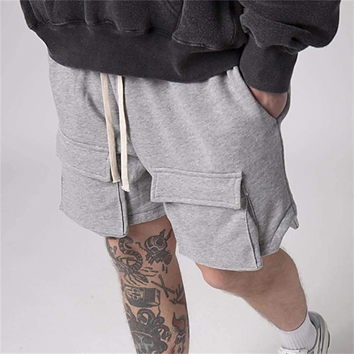 

Men's Classic Style Fashion Active Shorts Drawstring Elastic Waist Multiple Pockets Short Pants Sports Outdoor Casual Micro-elastic Solid Color Comfort Breathable Mid Waist Black Gray M L XL XXL 3XL