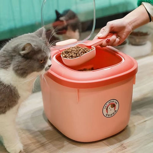 

Pet Dog Food Storage Container Dry Cat Food Box Bag Moisture Proof Seal Airtight with Measuring Cup Kitten Litter Products