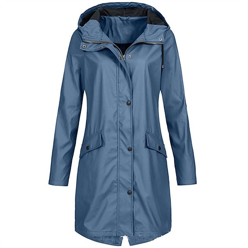 

Women's Parka Waterproof Jacket Rain Jacket Raincoat with Hood Winter Jacket Outdoor Windproof Breathable Lightweight Trench Coat Outerwear Windbreaker Full Zipper Fishing Climbing