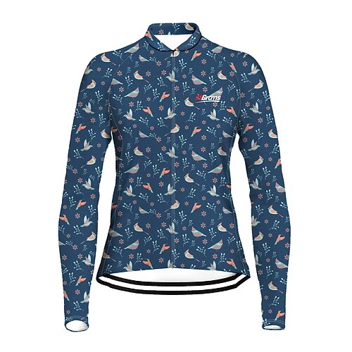 

21Grams Women's Cycling Jersey Long Sleeve Bike Top with 3 Rear Pockets Mountain Bike MTB Road Bike Cycling Breathable Quick Dry Moisture Wicking Dark Navy Graphic Patterned Floral Botanical Bird