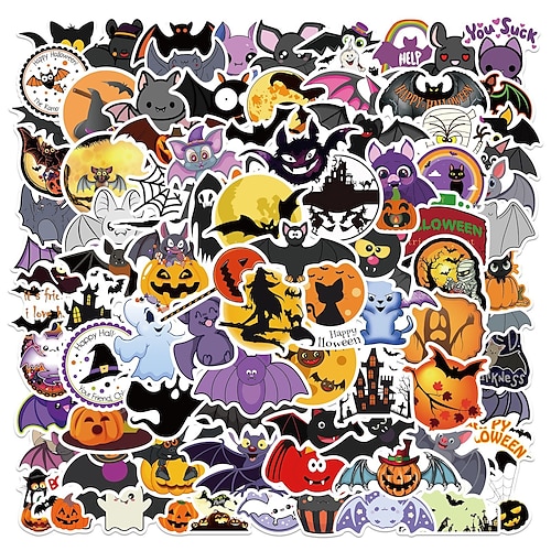 

100 Festival Bat Ghost Graffiti Stickers Personalized Decorative Pumpkin Suitcase Guitar Party Waterproof Stickers
