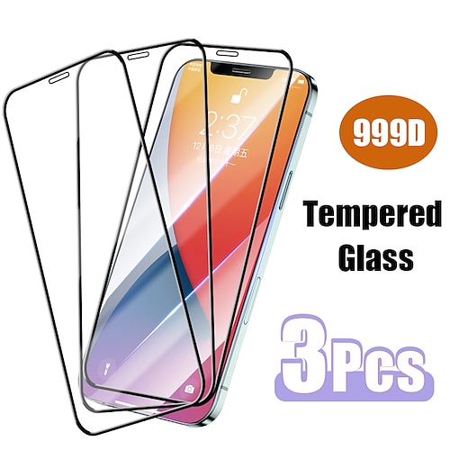 

[3 Pack] Phone Screen Protector For Apple iPhone 14 Pro Max 14 Plus 13 12 11 Pro Max Mini SE Tempered Glass High Definition (HD) 9H Hardness Scratch Proof Phone Accessory