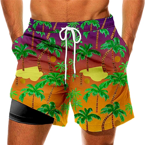 

Men's Swim Trunks Swim Shorts Quick Dry Board Shorts Bathing Suit Compression Liner with Pockets Drawstring Swimming Surfing Beach Water Sports Tropical Printed Spring Summer