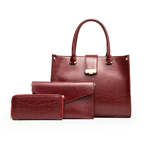 

Women's Top Handle Bag PU Leather Solid Color Going out Office & Career Wine Black Khaki Brown