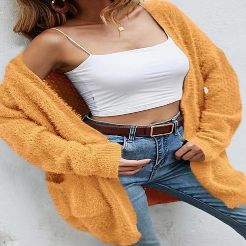 

Women's Cardigan Jumper Knit Knitted Pure Color Cowl Stylish Casual Home Holiday Fall Winter Black Blue S M L / Long Sleeve / Regular Fit / Going out