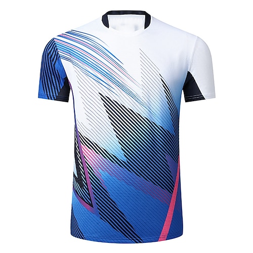 

Men's Tennis Shirt Athletic Shirt Breathable Quick Dry Moisture Wicking Short Sleeve T Shirt Regular Fit Crewneck Printed Summer Gym Workout Tennis Badminton / Micro-elastic / Lightweight