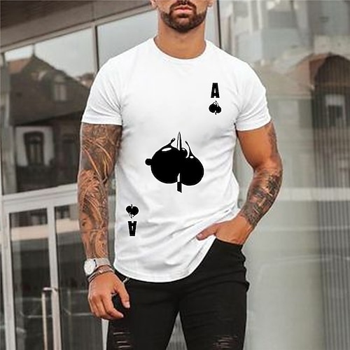 

Men's Unisex T shirt Tee Hot Stamping Graphic Prints Poker Crew Neck Street Daily Print Short Sleeve Tops Designer Casual Big and Tall Sports White / Summer