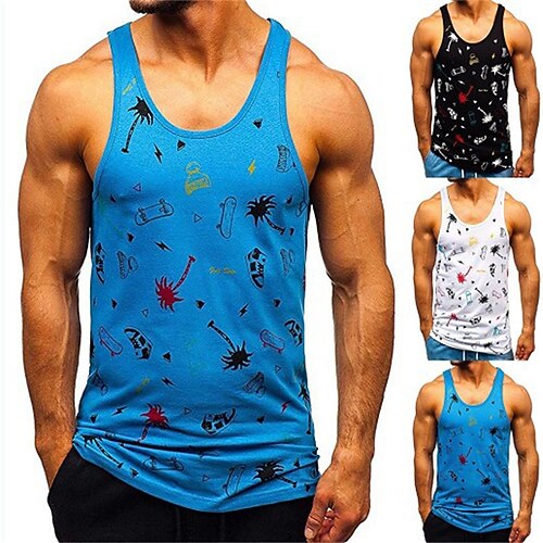 

Men's Tank Top Vest 3D Print Graphic Patterned Crew Neck Street Casual Print Sleeveless Tops Fashion Classic Comfortable White Black Blue / Summer