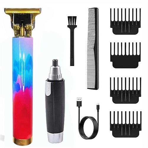 

T9 USB Rechargeable Cuthead Hair Clipper Electric Hair Trimmer Cordless Shaver Trimmer Barber Men Hair Cutting Machine Go With A Nose Hair Trimmer And hairdressing Comb