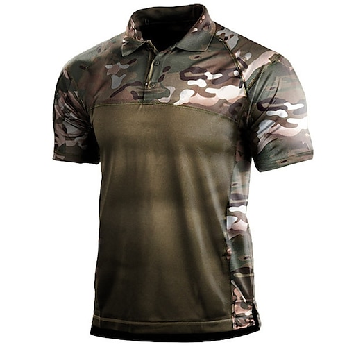 

Men's Collar Polo Shirt Golf Shirt Camouflage Turndown Green 3D Print Outdoor Street Short Sleeves Button-Down Print Clothing Apparel Fashion Casual Breathable Comfortable