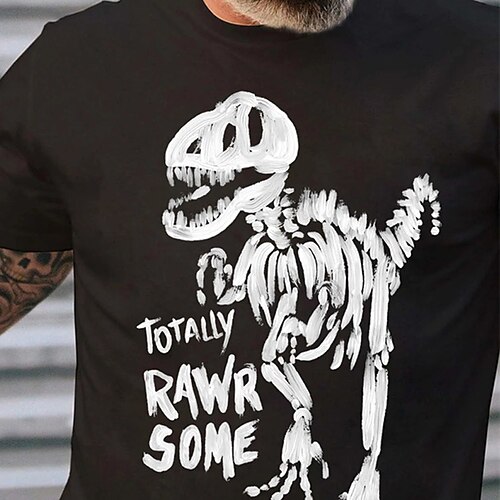 

Men's T shirt Tee Hot Stamping Graphic Patterned Dinosaur Crew Neck Street Daily Print Short Sleeve Tops Designer Casual Fashion Comfortable Black Dark Green Royal Blue