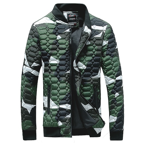 

Men's Jacket Regular Pocket Coat Gray Army Green Red Casual Street Fall Zipper Stand Collar Regular Fit XL 2XL 3XL 4XL / Winter / Long Sleeve / Camo / Camouflage