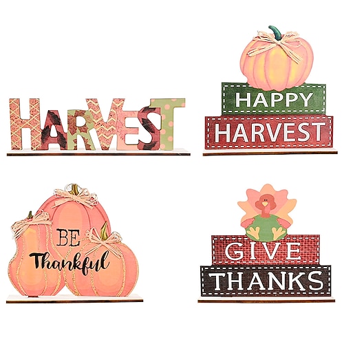 

Thanksgiving Harvest Festival Autumn Wooden Decorations Letter Ornaments Desktop Creative Printing Ornaments
