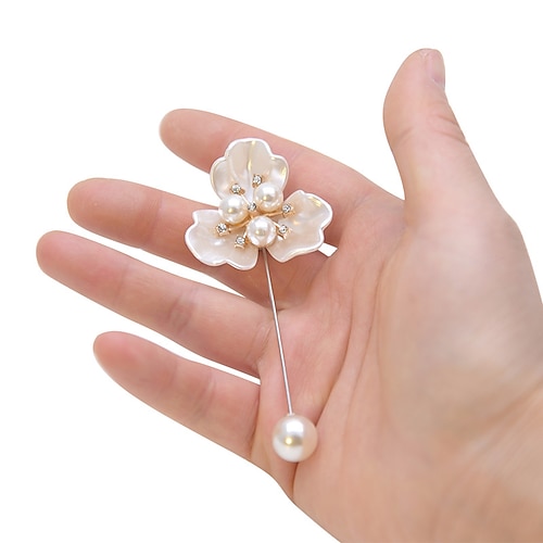 

Women's Brooches Flower Shape Stylish Pearl Brooch Jewelry Golden Cream Assorted Color For Wedding