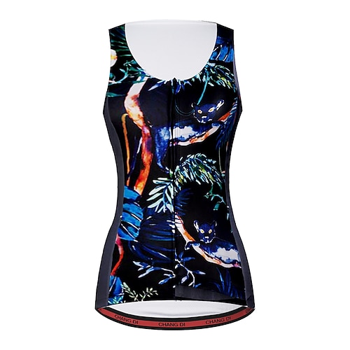

21Grams Women's Cycling Vest Sleeveless Mountain Bike MTB Road Bike Cycling Dark Navy Floral Botanical Bike Breathable Quick Dry Moisture Wicking Reflective Strips Back Pocket Polyester Spandex Sports