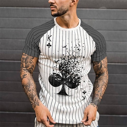 

Men's T shirt Tee 3D Print Graphic Prints Poker Crew Neck Street Casual 3D Print Short Sleeve Tops Fashion Breathable Comfortable Big and Tall White / Summer / Spring / Summer