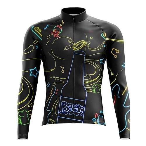 

21Grams Men's Cycling Jersey Long Sleeve Bike Top with 3 Rear Pockets Mountain Bike MTB Road Bike Cycling Breathable Quick Dry Moisture Wicking Reflective Strips Black Polyester Spandex Sports