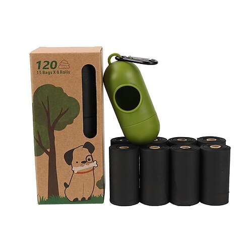 

8 Rolls Cornstarch Biodegradable Pet Garbage Bag No Printing Black Dog Poop Bag Pick Up Shit Garbage Bag